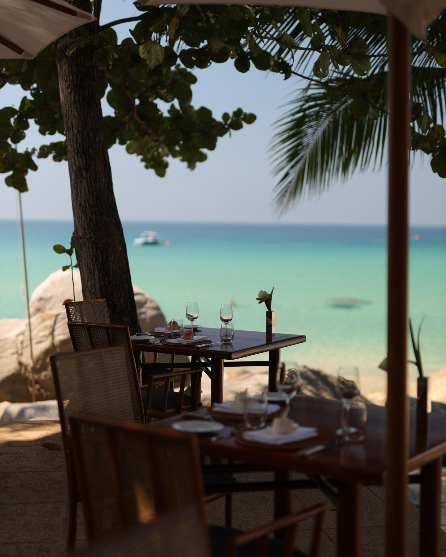 Open seasonally for drinks and dining, Amanpuri's Beach Terrace showcases an authentic selection of